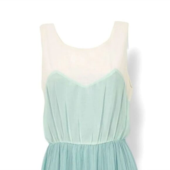 Lush Micro Pleated Tulle Mini Dress in Mint Green/Ivory Size Small - Picture 4 of 8